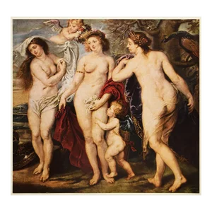 1955 After Rubens, Portion of "The Judgment of Paris" Vintage Full-Color Print