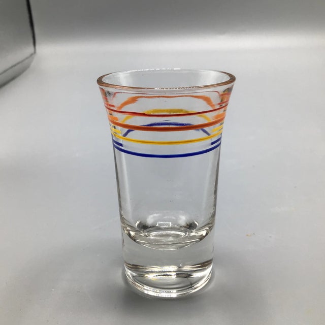 7 Striped Shot Glasses in Chrome Plated Caddy - Set of 8 For Sale - Image 9 of 13