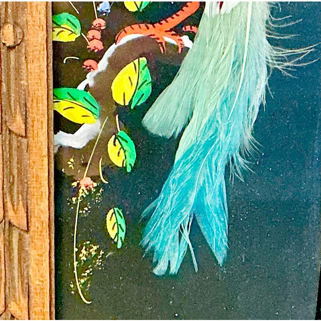 1950s 1950s Vintage Mexican Folk Art Original Feather Bird Mixed Media Painting. For Sale - Image 5 of 10