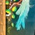 1950s 1950s Vintage Mexican Folk Art Original Feather Bird Mixed Media Painting. For Sale - Image 5 of 10