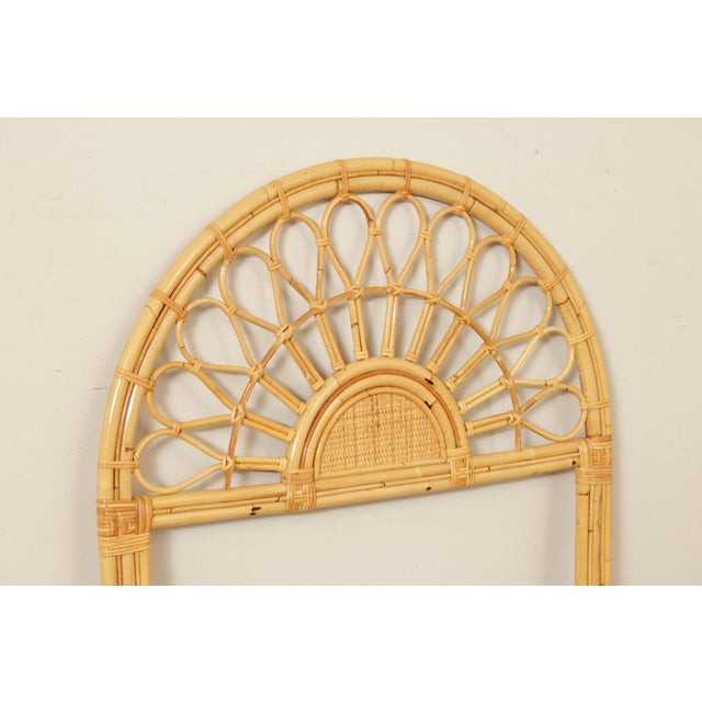 Boho Coastal Style Vintage Pair of Bamboo and Rattan Twin Headboards For Sale - Image 12 of 12