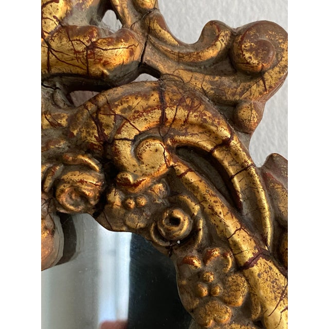 1920s Louis XV Original Patina Dark Gold French Rococo Boudoir Mirror, Paris For Sale - Image 9 of 13