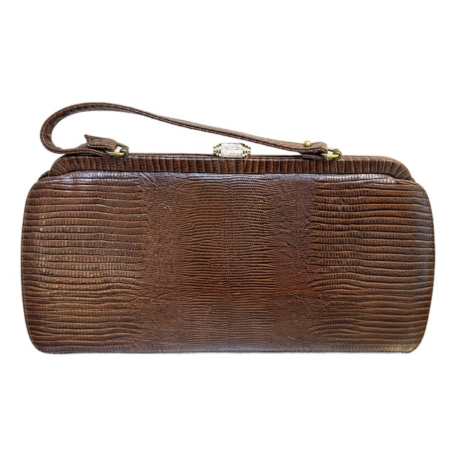1940s Brown Lizard Skin Purse For Sale
