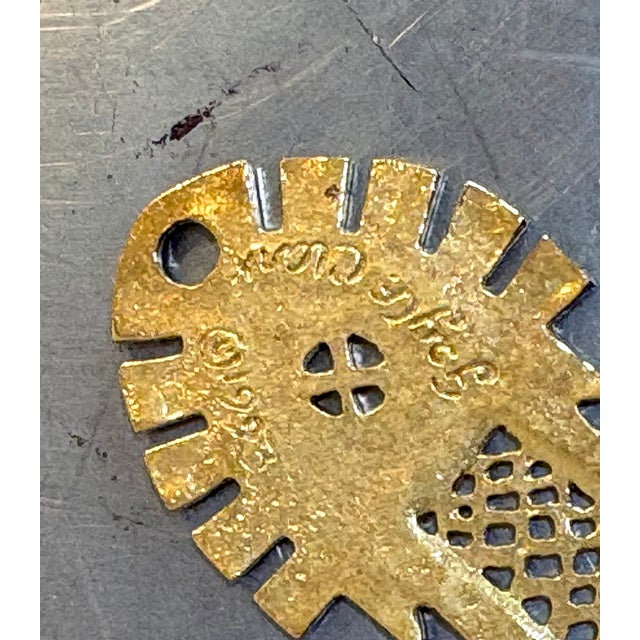 African Gayle Clark 1990s Gold Tone Large Ethiopian Coptic Cross Pendant For Sale - Image 3 of 4