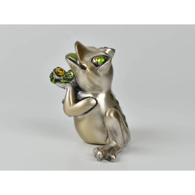 Late 20th Century Italian Silver Plate Metal Frog Figurines - 2 Pieces For Sale - Image 6 of 13