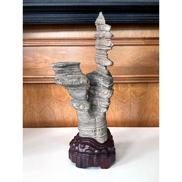 A Chinese scholar stone originated from Wuling Mountains, Hunan Province in central China. A type of geological wonder,...
