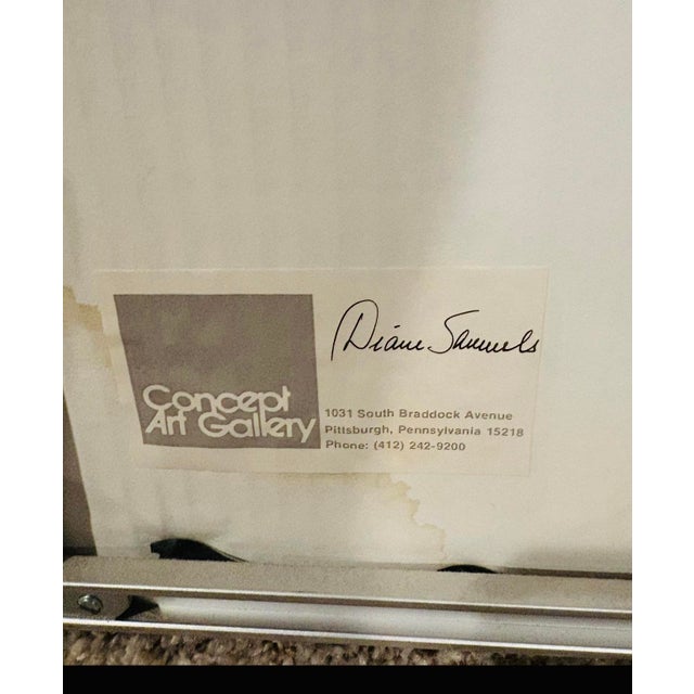 1990s Mid-Century Black Square Painting, by Artist Diane Samuels (14” X 11”) For Sale - Image 5 of 6