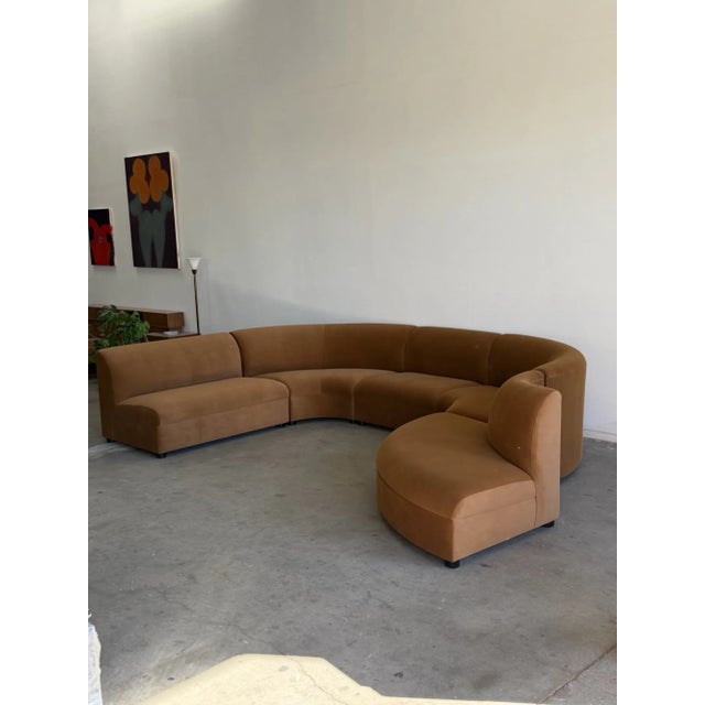 Sculptural Curved Sectional in Camel Velvet - Made to Order For Sale - Image 9 of 14