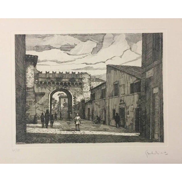 Lungara Street - Rome - Original Etching by G. Malandrino - 1970s 1970s For Sale - Image 4 of 4