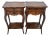Pair Vintage Louis XV French Style Walnut Two Drawer Side Table Nightands For Sale