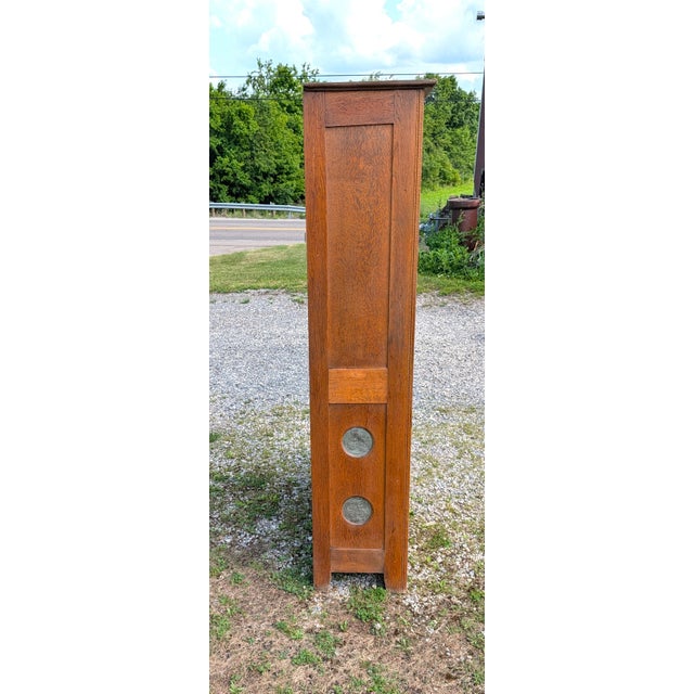 Wood Antique Oak Flat Wall Pie Safe Cupboard W Pierced Tin Panel Bottom 1900s 1 Piece For Sale - Image 7 of 18