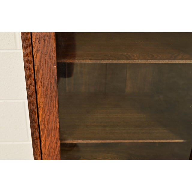 Limbert Style Antique Mission Oak Arts & Crafts Glass Front Bookcase Cabinet, Circa 1910 For Sale - Image 10 of 15