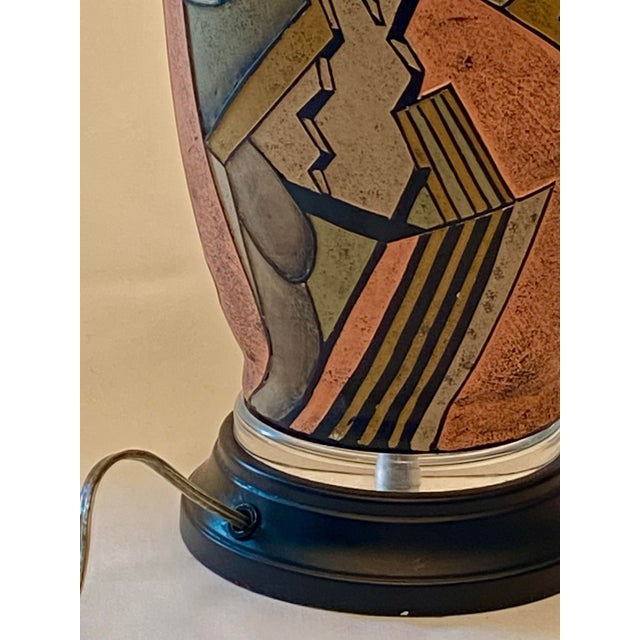 Mid 20th Century Mid Century Modern Lamp Art Deco Style Dancers in Earth Tones For Sale - Image 4 of 6