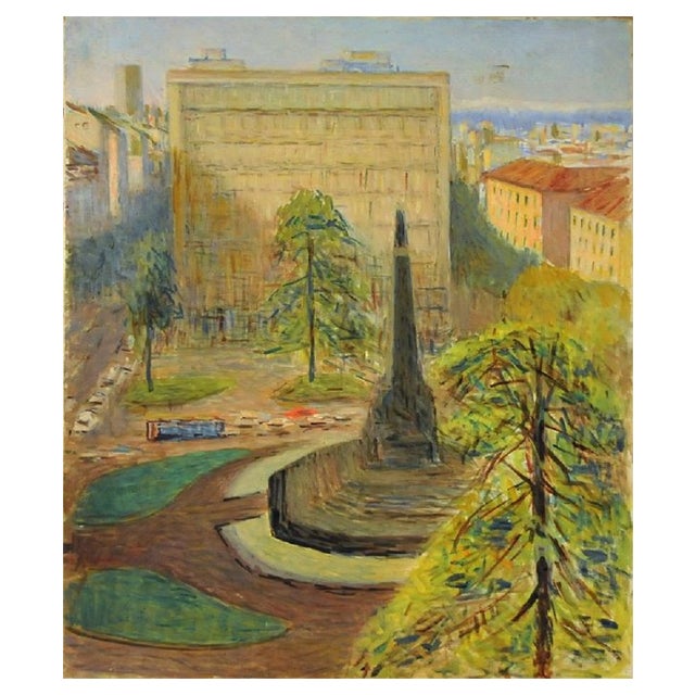 Giovanni Malesci, View of Piazza 5 Giornate, 1966, Oil on Canvas For Sale