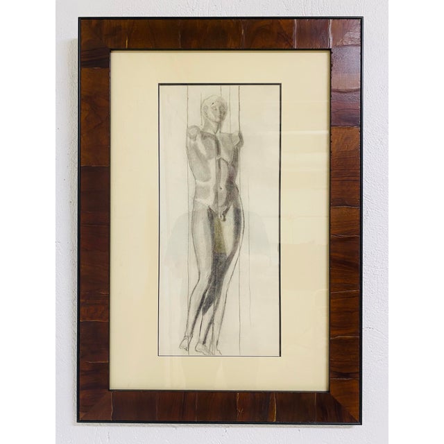 1950s Mid-Century Charcoal on Paper Framed Male Nude Study. For Sale - Image 5 of 9