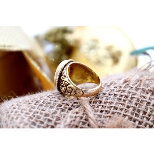 Gold Gold Ring Chiseled with Citrine For Sale - Image 8 of 10