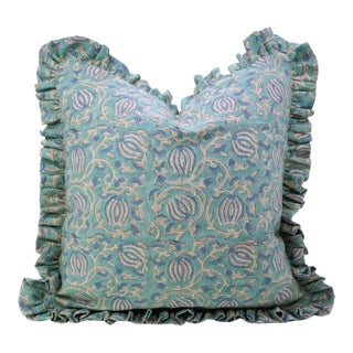 6 Kmal Handcrafted Boho Block Print Artisan Pillow Unique Decorative Cushion for Sofa and Couch Size 26x26 Inch For Sale