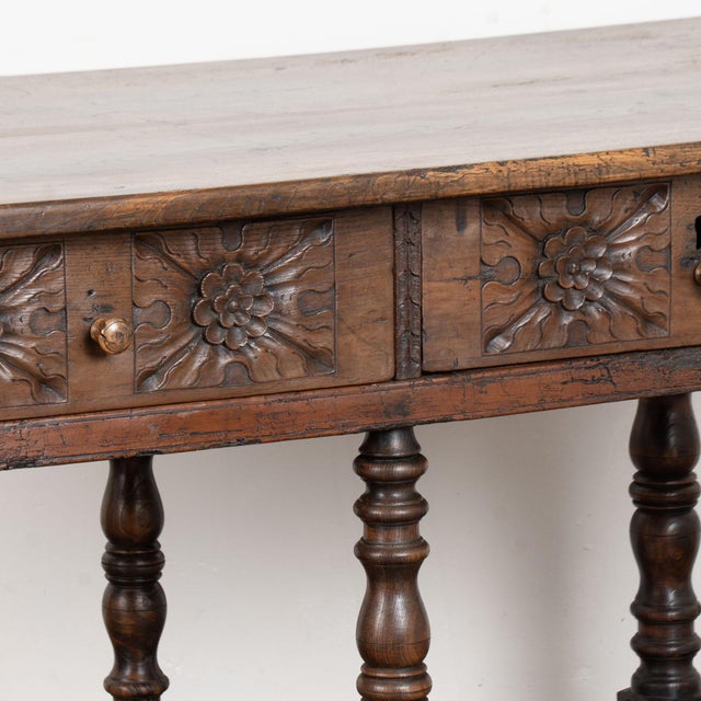 Early 19th Century Carved Chestnut Console Table With Two Drawers For Sale - Image 9 of 18