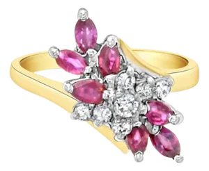 Ruby & Diamond Cocktail Ring .35cttw 14K Yellow Gold, Size 5