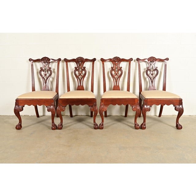 Baker Furniture Chippendale Carved Mahogany Dining Chairs, Set of Four For Sale - Image 13 of 13