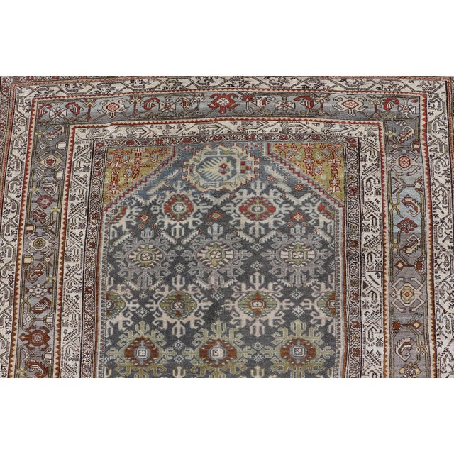 Greige Antique Persian Malayer Gallery Rug With Medallion and Rosette Design For Sale - Image 8 of 15