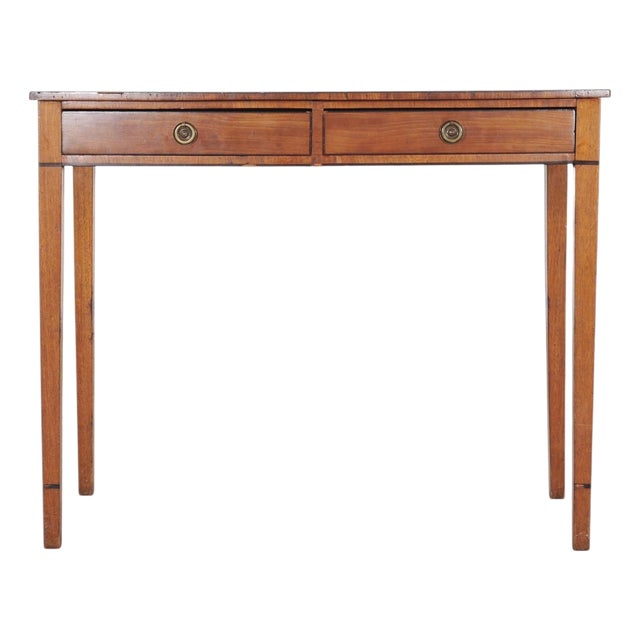 19th C. English Regency Bow Front Side Table or Small Desk For Sale