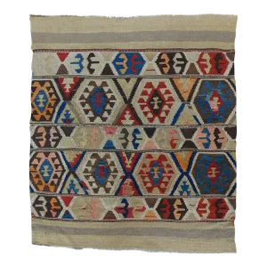 Vintage Handmade Flatwoven Kilim. 3'4"x 3'8"