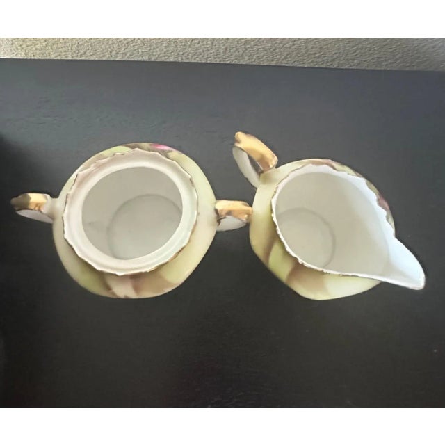 Antique Rs Prussia Reinhold Schlegelmilch Porcelain Floral Creamer & Sugar Bowl With Lid For Sale In Austin - Image 6 of 6