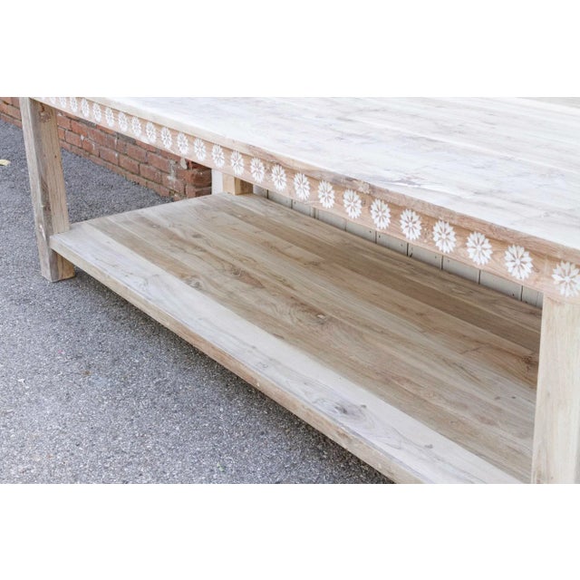 Wood Bleached Teak Mother of Pearl Blossom Table For Sale - Image 7 of 12