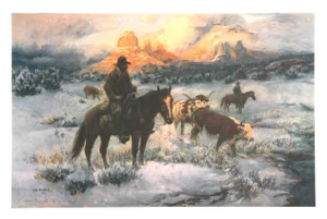 Joe Beeler, Cold Day on the Trail, Lithograph