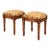 French Style Carved Fruitwood Ottomans Stools in Needlepoint Leopard - Pair For Sale