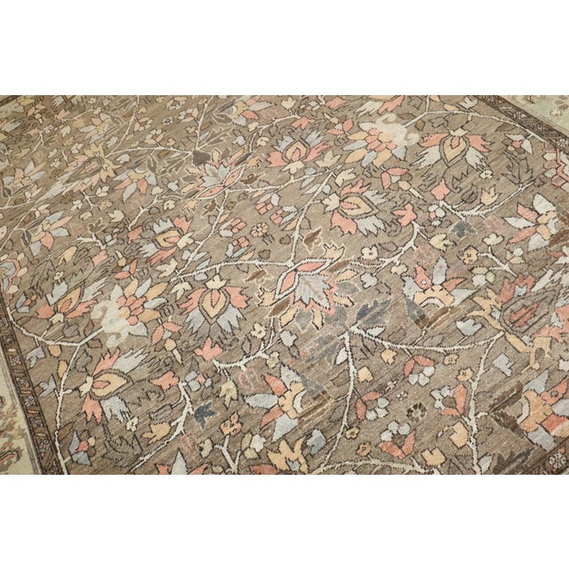 Brown Antique Zabihi Collection Brown Persian Heriz Carpet - 8'8" x 11'1" For Sale - Image 8 of 10