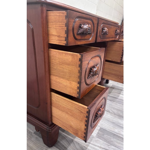 VTG Davis Cabinet Co Lillian Russell Style Black Walnut Executive Writing Desk For Sale - Image 10 of 13