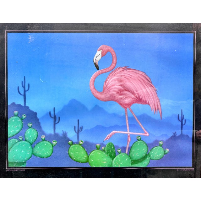 1980s Original Poster Nocturnal Desert, Flamingo, by Michael Morrow, Santa Fe For Sale In Denver - Image 6 of 12