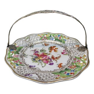 Vintage Late 19th Century Dresden Porcelain Basket For Sale