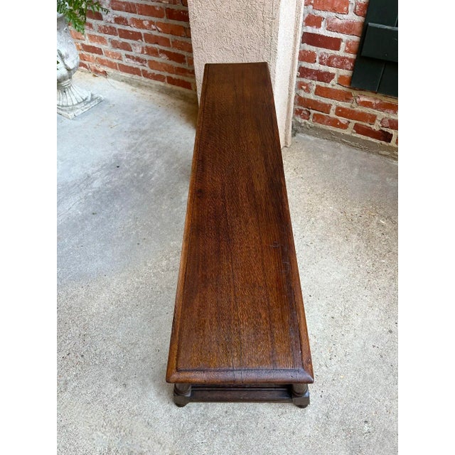 Antique English Oak Bench Stool Farmhouse Table Trestle Jacobean Circa 1890 For Sale - Image 11 of 12