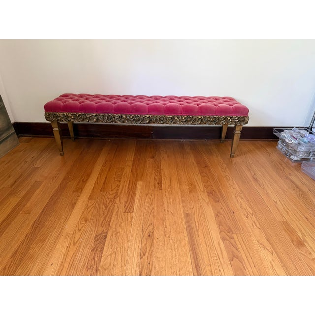 1960s Vintage Hollywood Regency Style Dorothy Draper Archlace Design Tufted Bench For Sale - Image 5 of 11