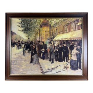 Vintage English Giclée Paris Street Scene, Oil Painting After Jean Béraud For Sale