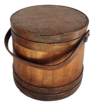 Late 19th C Authentic Shaker Wood Bucket. Pennsylvania, Circa 1885. All Original