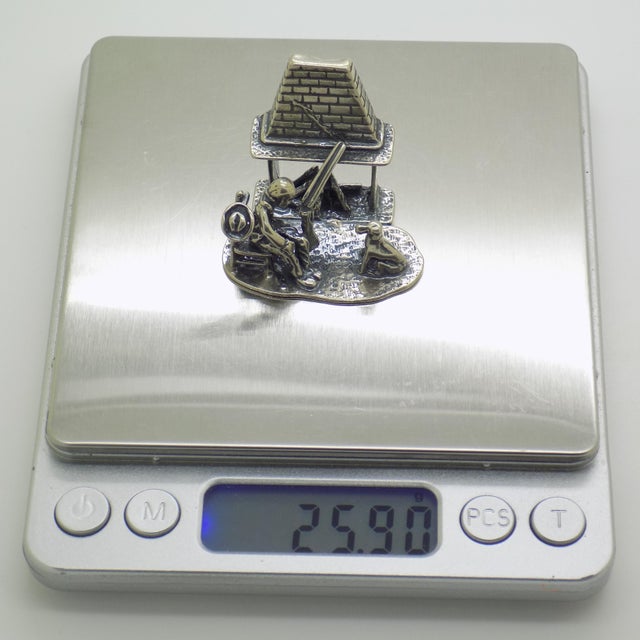 Vintage Italian Silver Hunter with Dog Fireplace Miniature Figurine, 1970s For Sale - Image 11 of 14
