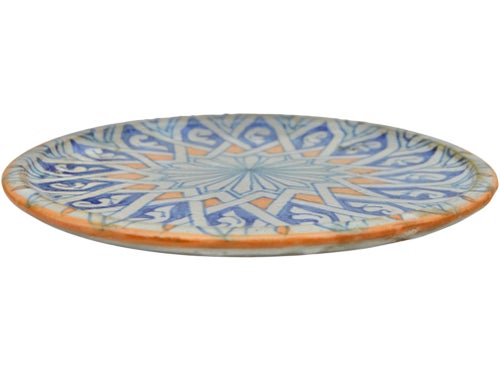 Mid 20th Century Blue & Orange Andalusian-Patterned Ceramic Plate
