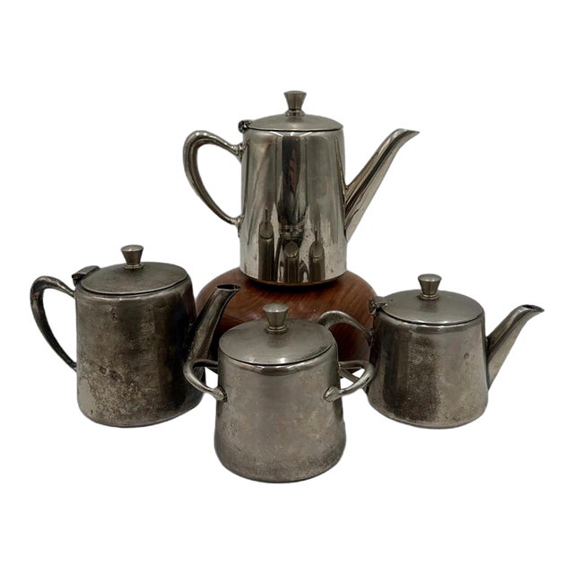 Moroccan Berrad Silver-Plated Teapot Set, 4 Pieces For Sale