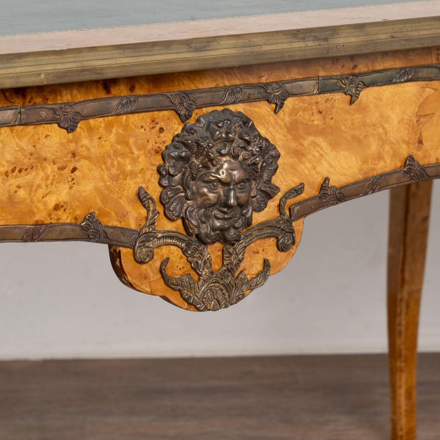 Early 20th Century Louis XV Style Burlwood Writing Desk With Leather Top For Sale - Image 10 of 18