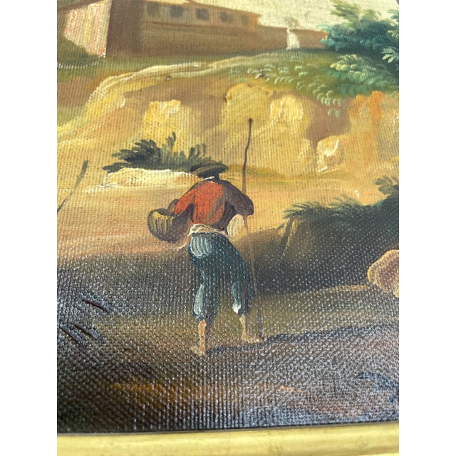 Venetian Landscape Oil Painting With Gilt Wood Frame- Made in Italy For Sale In New York - Image 6 of 13