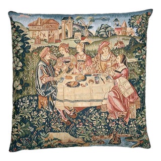 Country Banquet Tapestry Cushion With Feather Filler - 46x46cm (18"x18") For Sale
