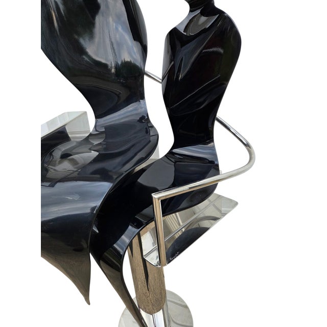 Vintage Raymond Karpuska Sculpture Modernist Figural Post-Modern Seated Lovers For Sale - Image 11 of 18
