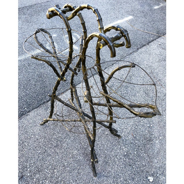 Gothic Late 19th Century Gothic Shaped Bamboo Tiered Plant Stand W/Wire Spider Web Holders Painted Black For Sale - Image 3 of 17