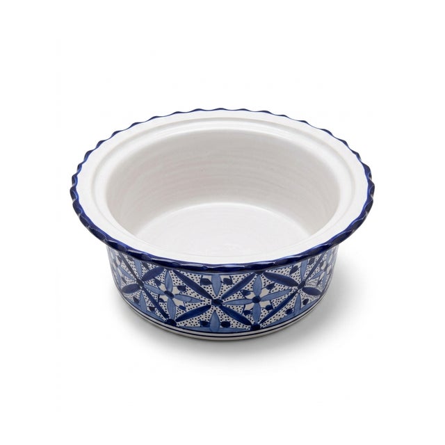 French Fait Main - Vintage, French Pottery, Lidded Serving Dish, Blue & White For Sale - Image 3 of 4