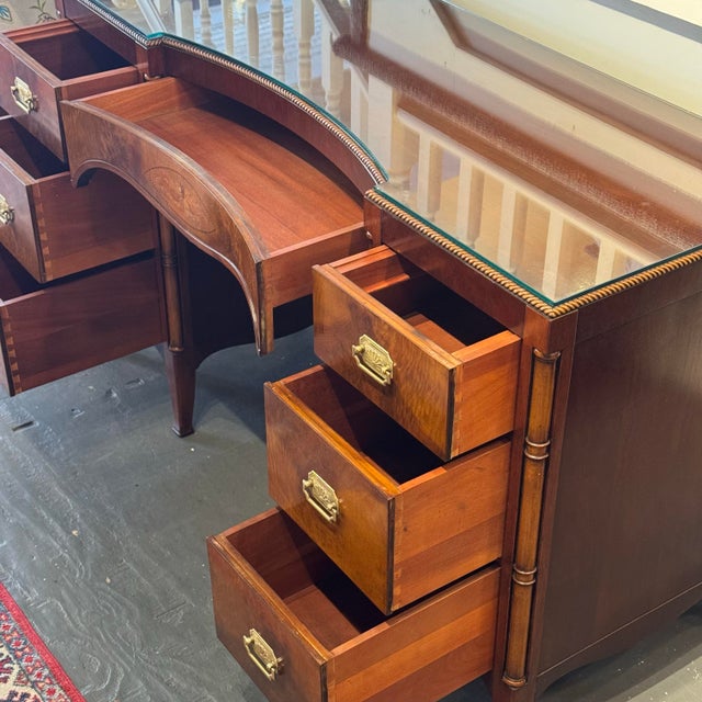 Wood 1940s Vintage Berkey and Gay Crotch Mahogany Desk For Sale - Image 7 of 11