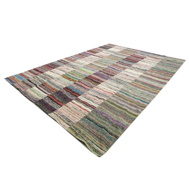 Traditional Mid 20th Century Large Vintage Turkish Rag Rug For Sale - Image 3 of 7
